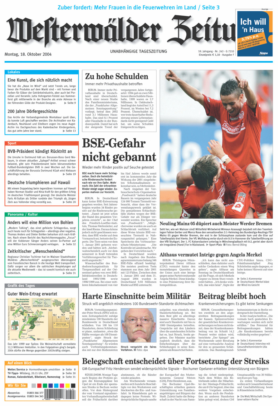 Westerwälder Zeitung vom Montag, 18.10.2004