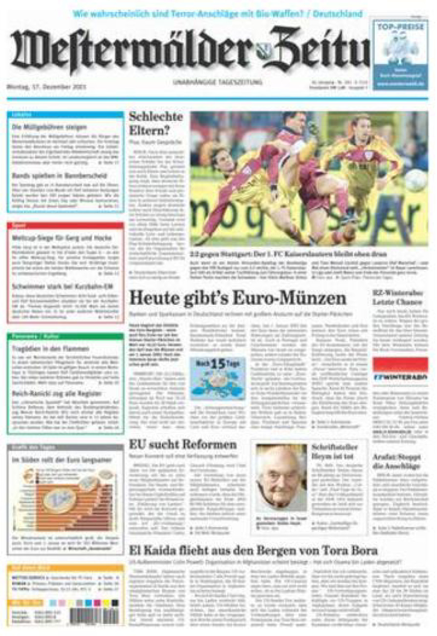 Westerwälder Zeitung vom Montag, 17.12.2001