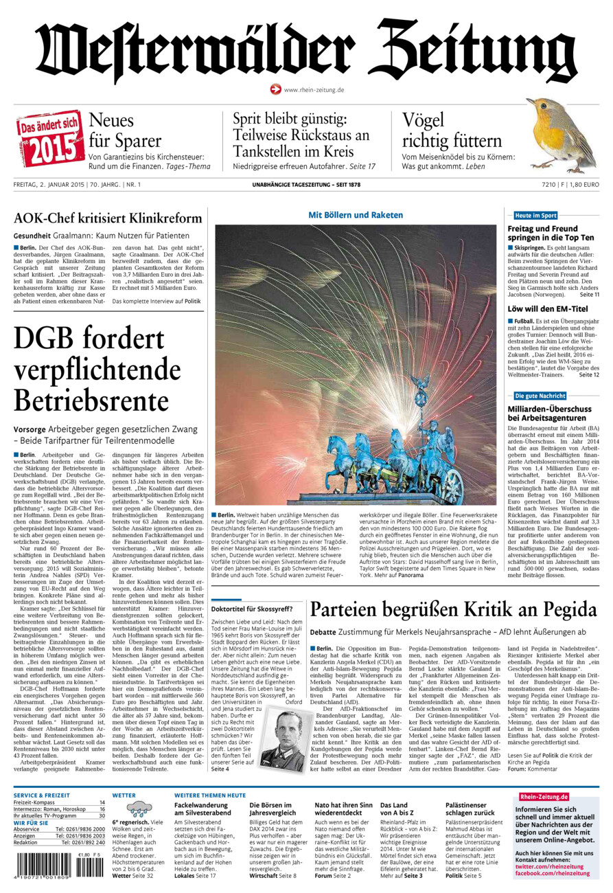 Westerwälder Zeitung vom Freitag, 02.01.2015