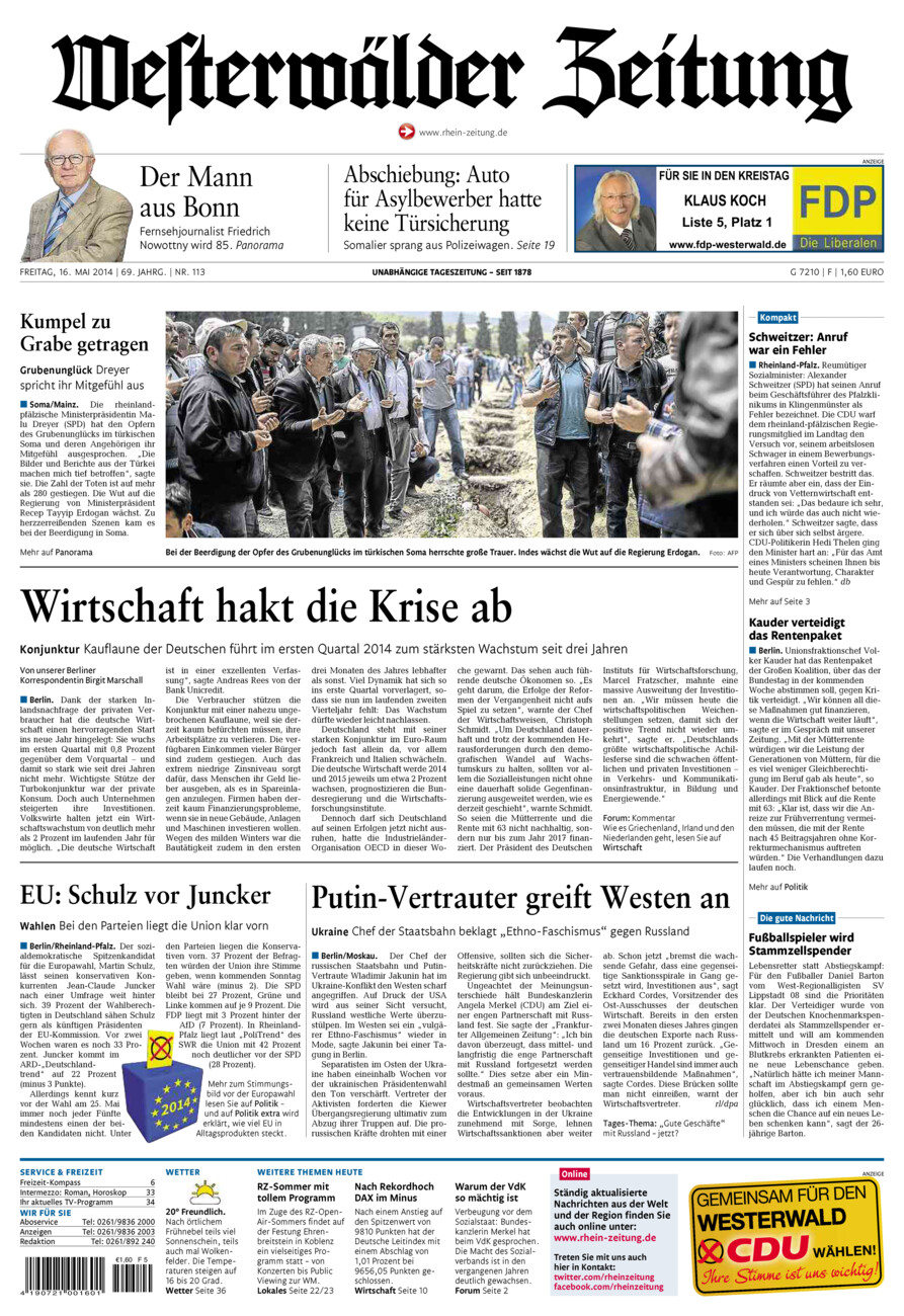 Westerwälder Zeitung vom Freitag, 16.05.2014