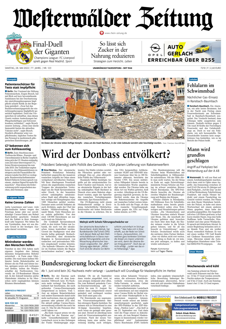 Westerwälder Zeitung vom Samstag, 28.05.2022