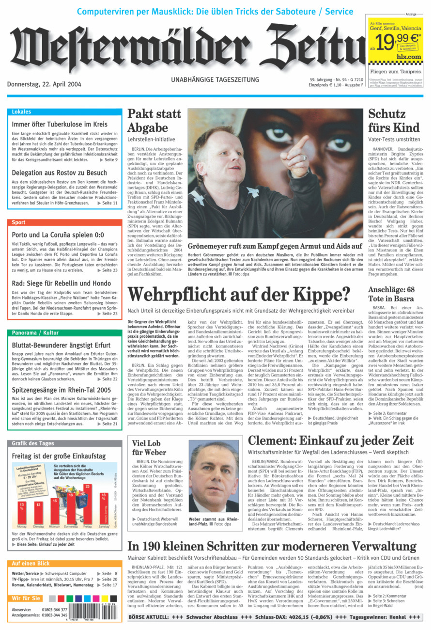 Westerwälder Zeitung vom Donnerstag, 22.04.2004