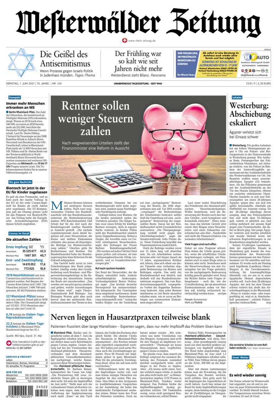 Westerwälder Zeitung vom Dienstag, 01.06.2021