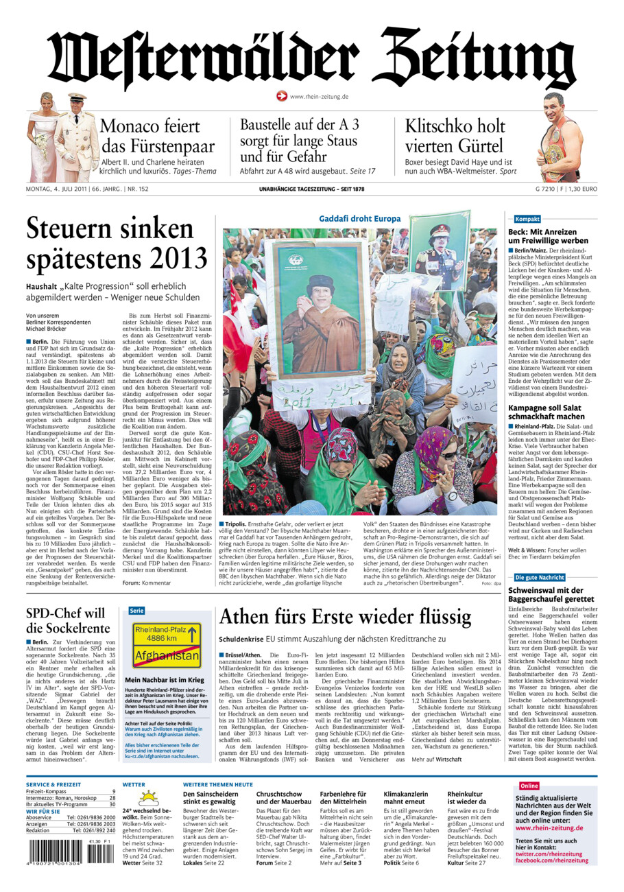 Westerwälder Zeitung vom Montag, 04.07.2011