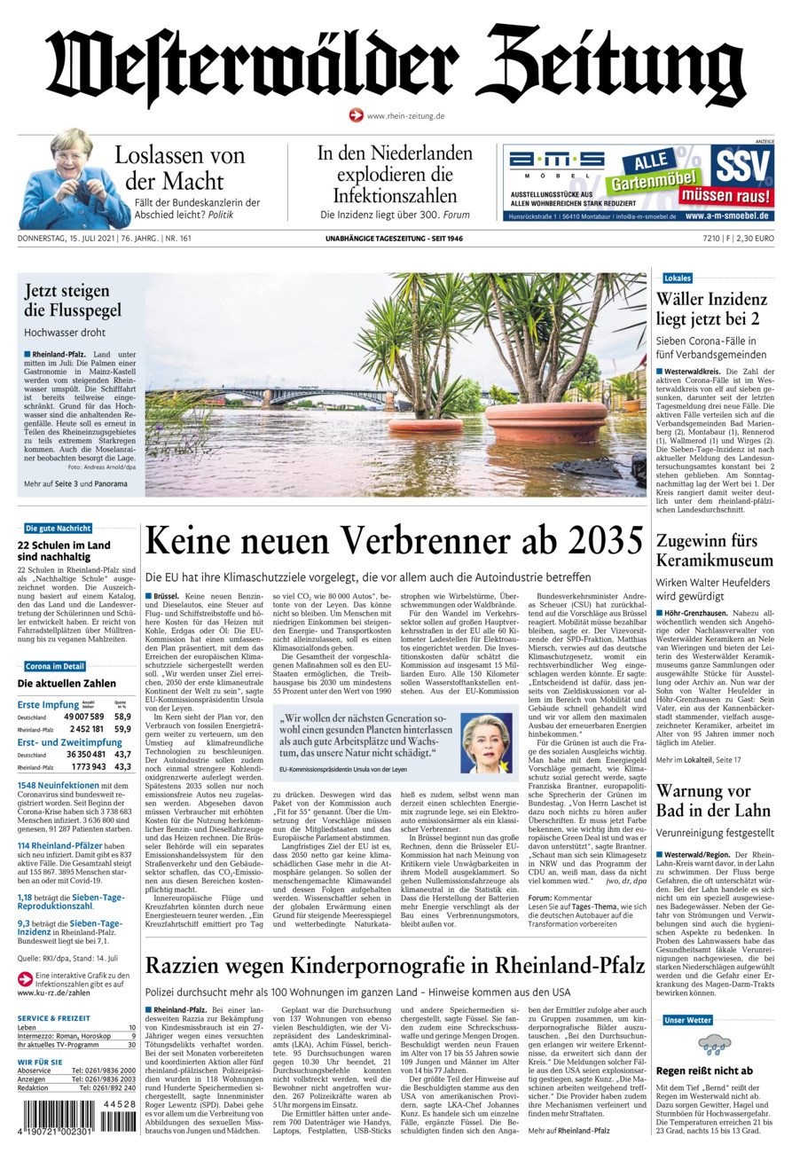 Westerwälder Zeitung vom Donnerstag, 15.07.2021