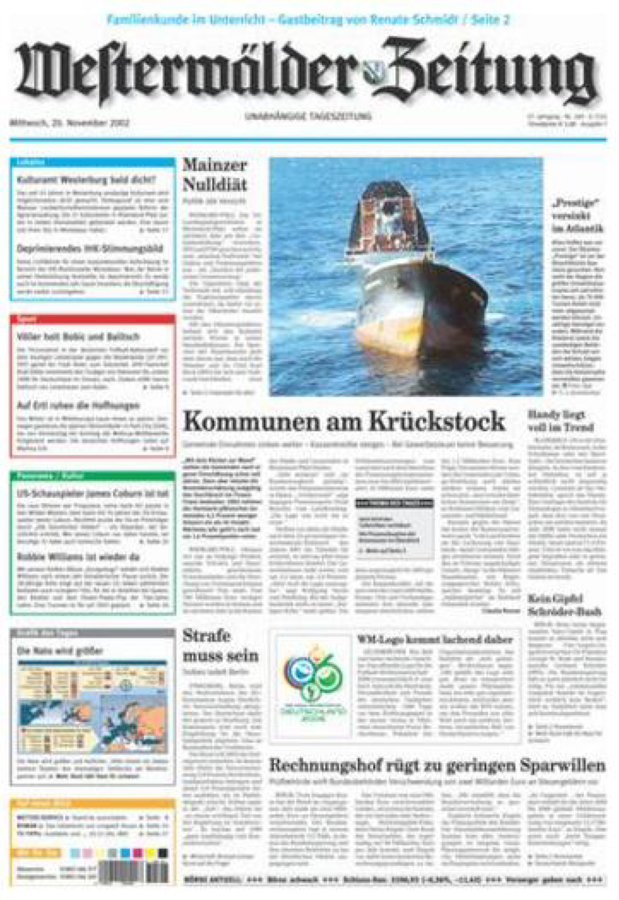 Westerwälder Zeitung vom Mittwoch, 20.11.2002