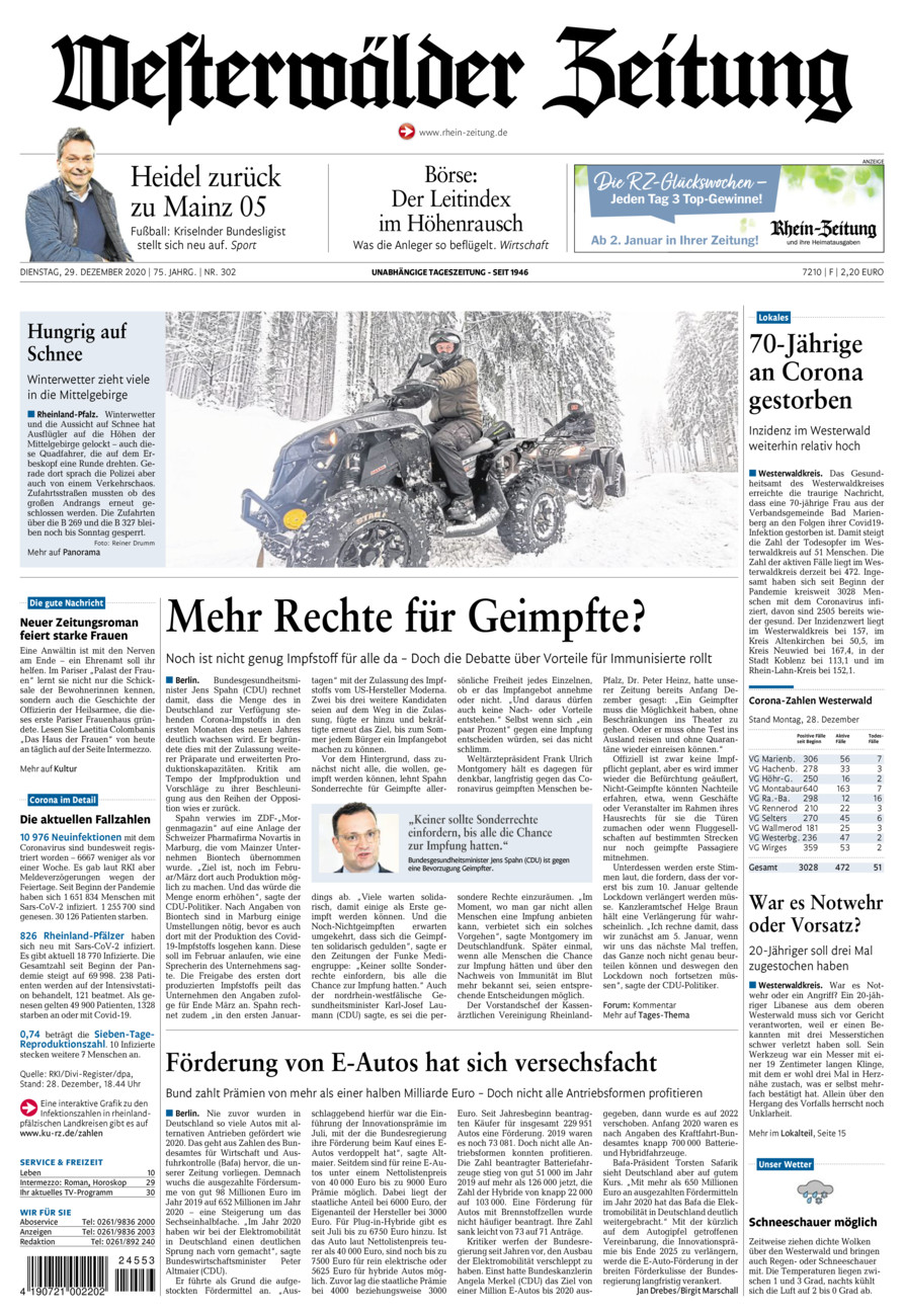 Westerwälder Zeitung vom Dienstag, 29.12.2020