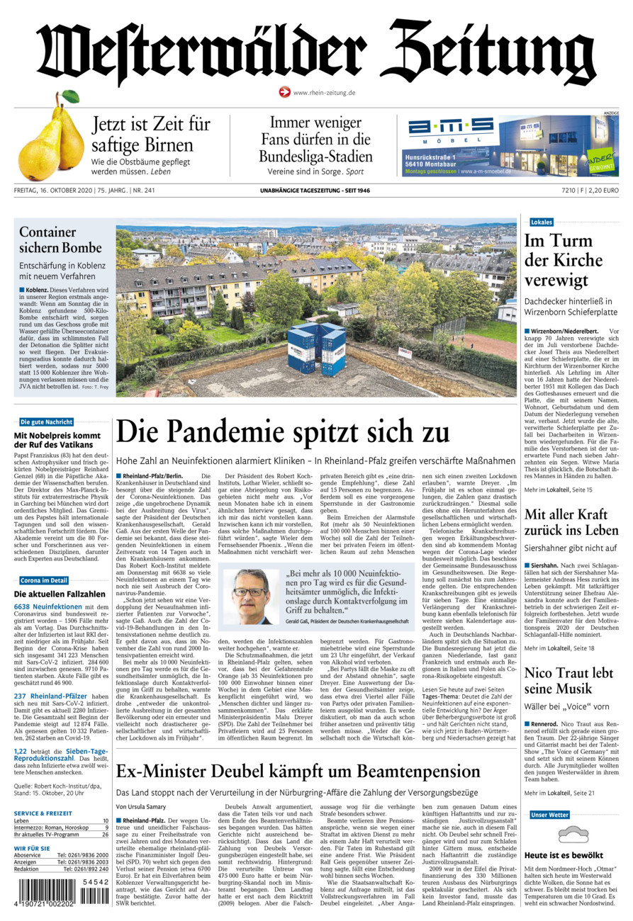 Westerwälder Zeitung vom Freitag, 16.10.2020
