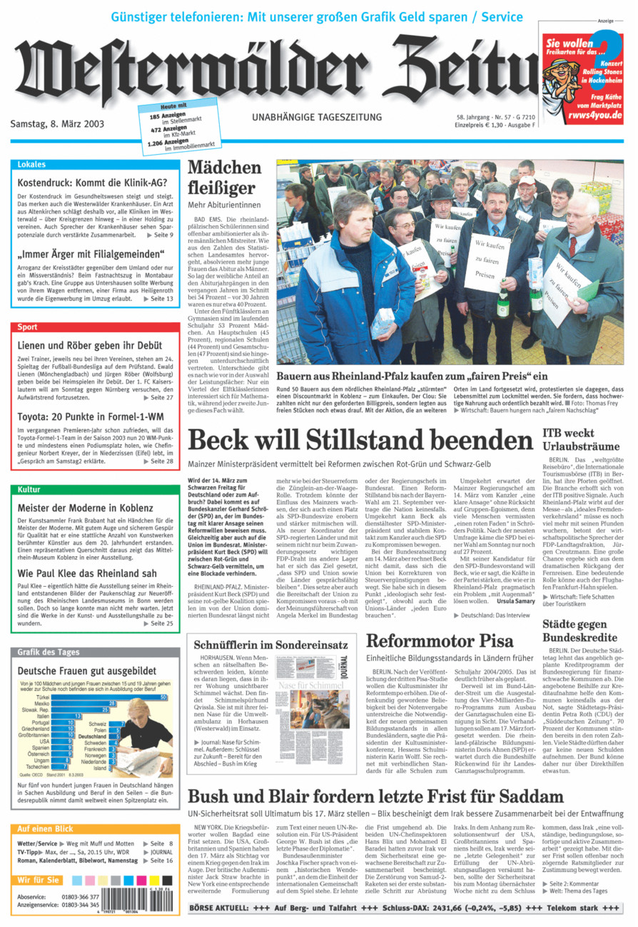 Westerwälder Zeitung vom Samstag, 08.03.2003