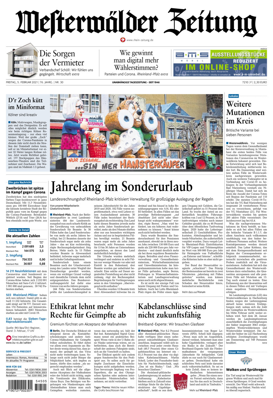 Westerwälder Zeitung vom Freitag, 05.02.2021