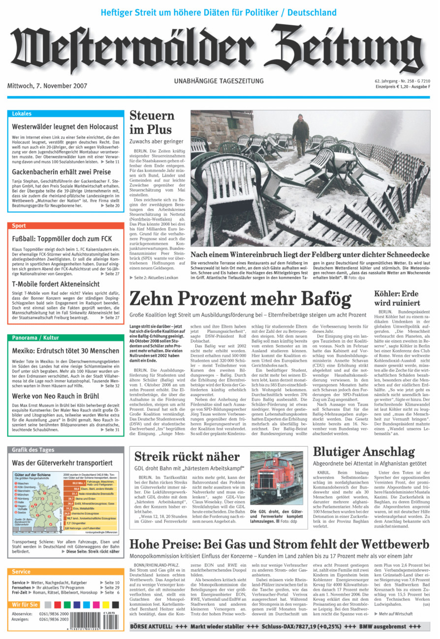 Westerwälder Zeitung vom Mittwoch, 07.11.2007
