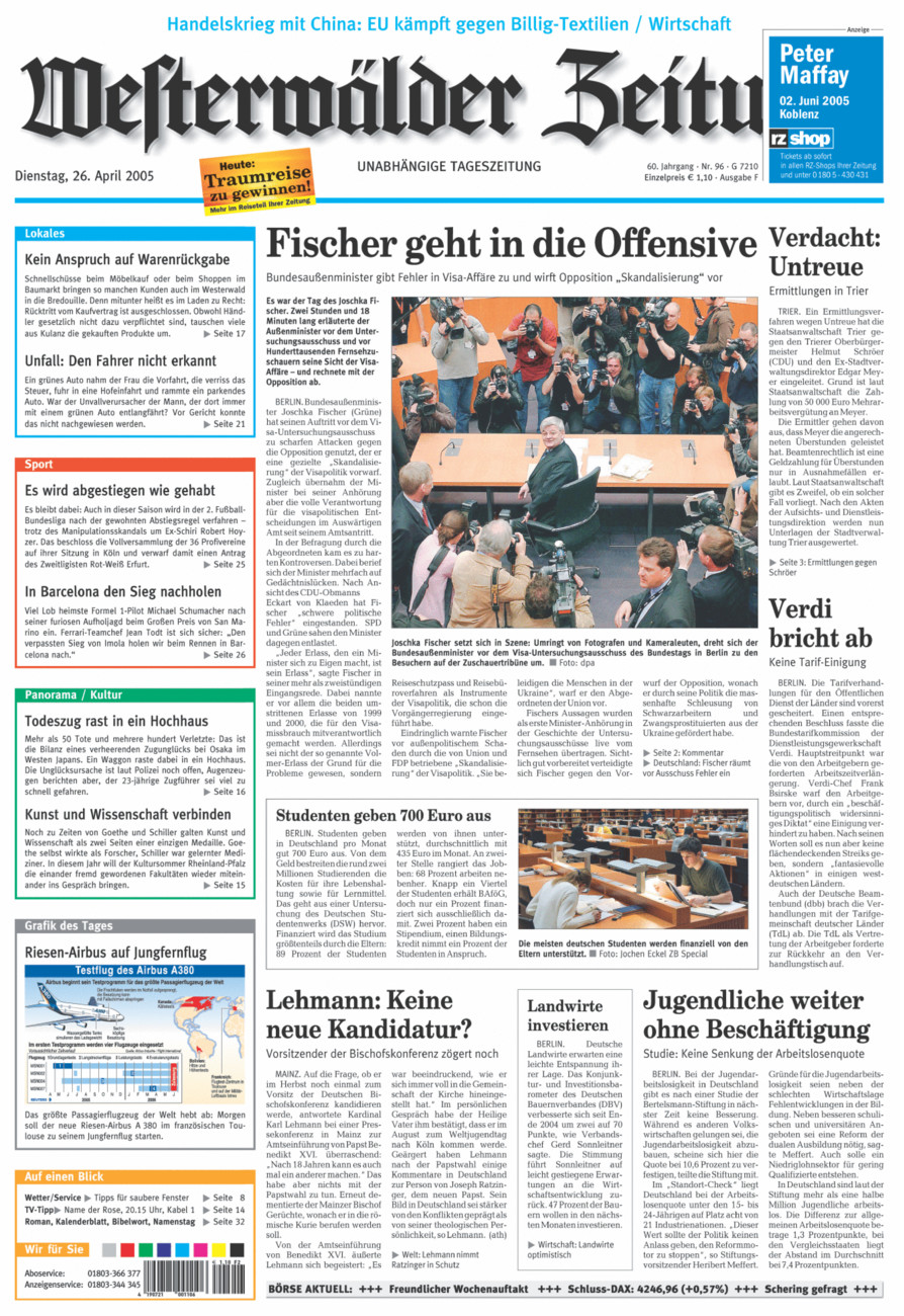 Westerwälder Zeitung vom Dienstag, 26.04.2005