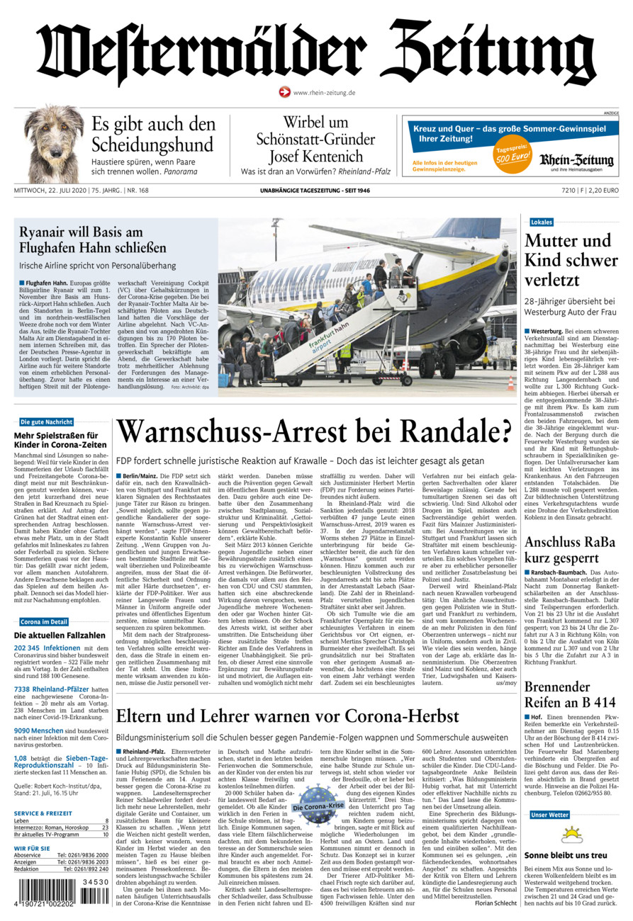 Westerwälder Zeitung vom Mittwoch, 22.07.2020