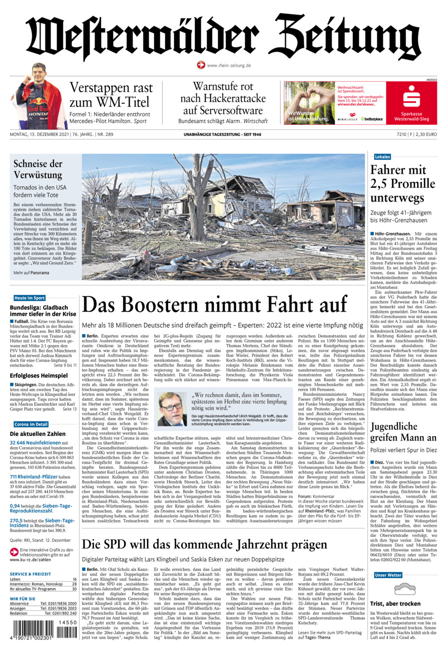 Westerwälder Zeitung vom Montag, 13.12.2021