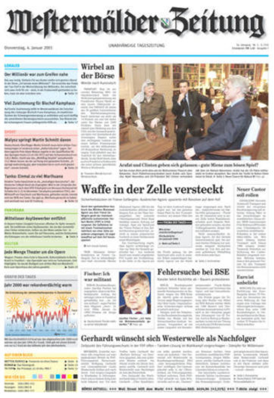 Westerwälder Zeitung vom Donnerstag, 04.01.2001