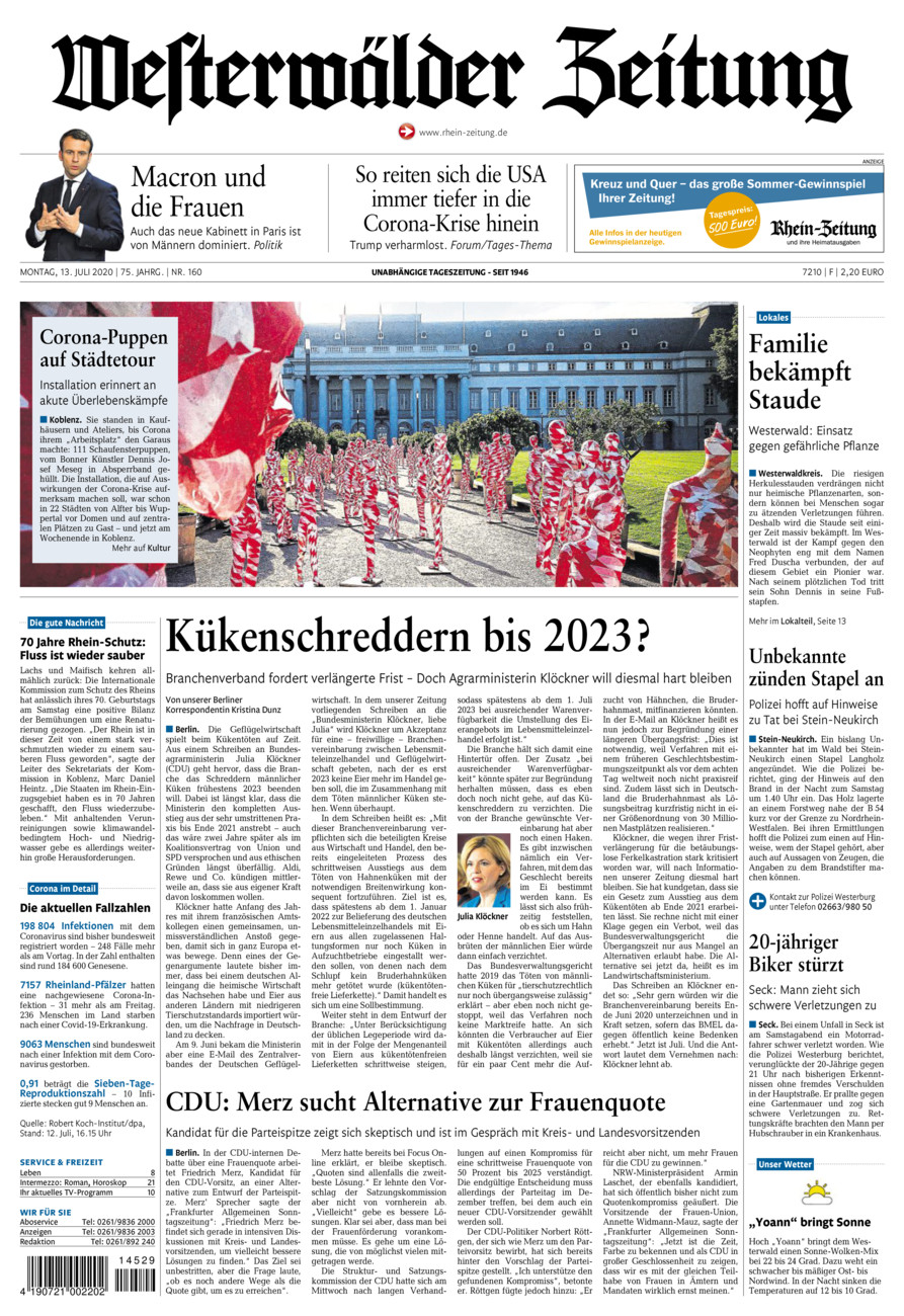Westerwälder Zeitung vom Montag, 13.07.2020