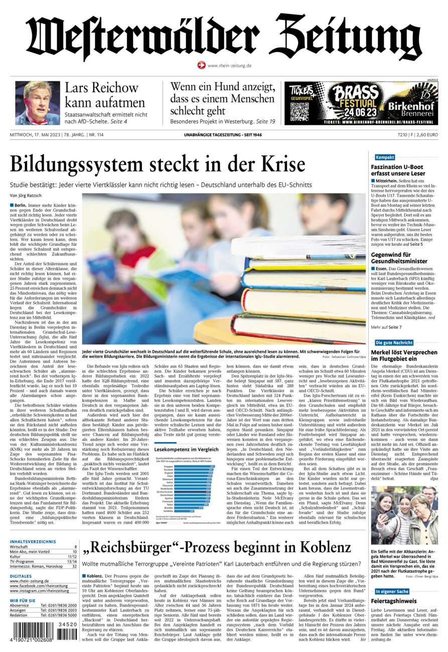 Westerwälder Zeitung vom Mittwoch, 17.05.2023
