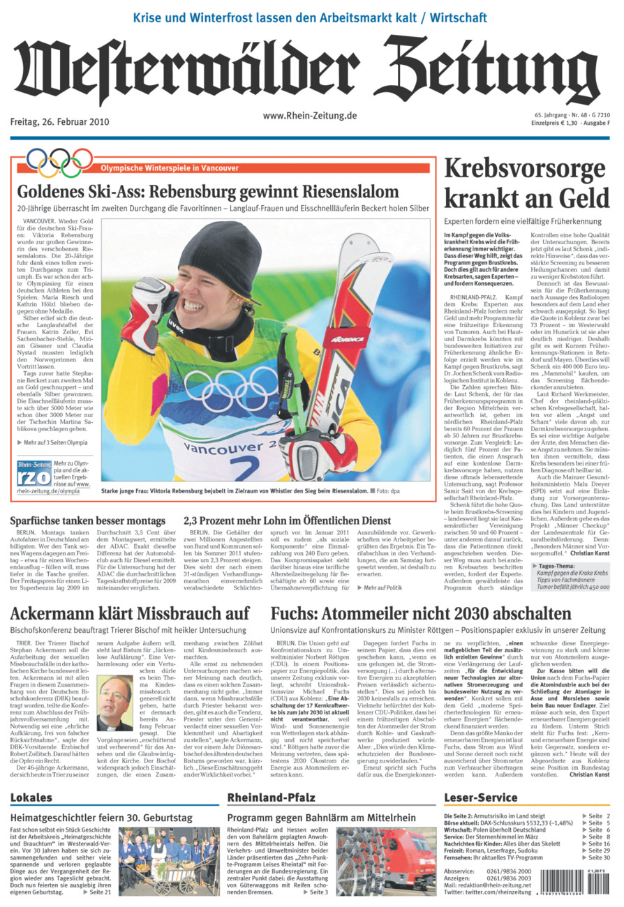 Westerwälder Zeitung vom Freitag, 26.02.2010