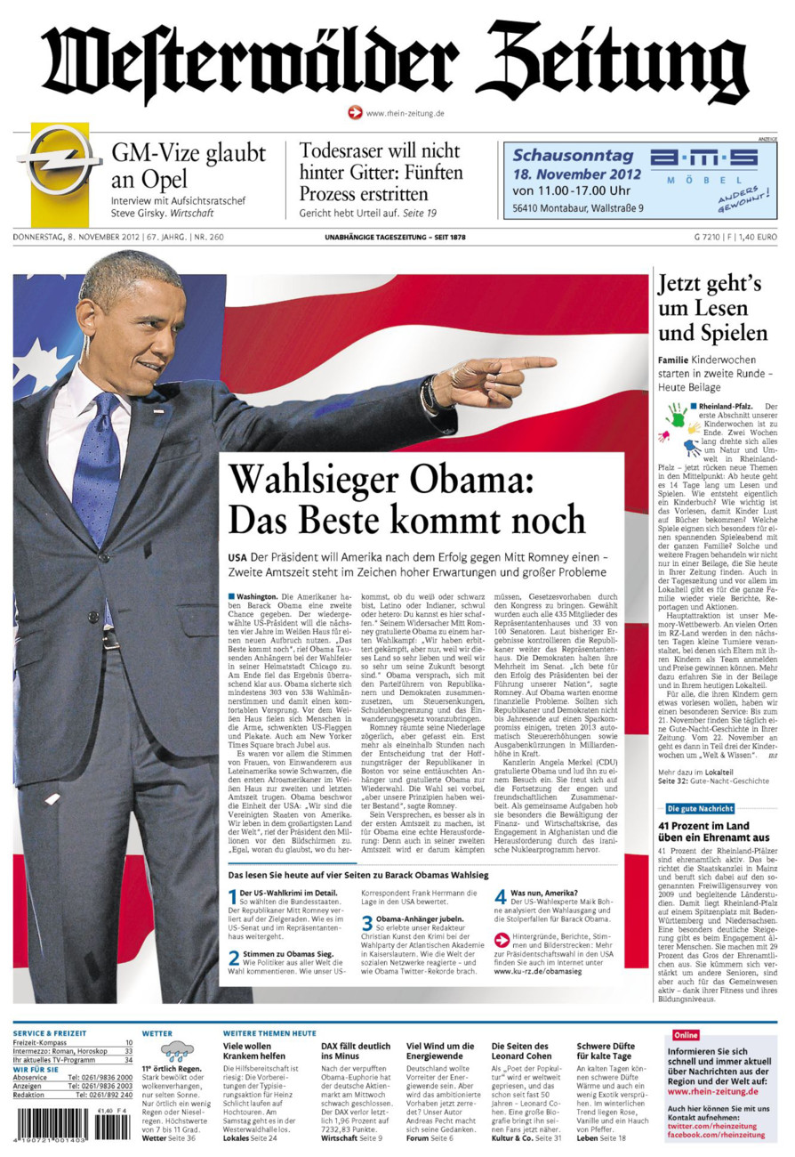 Westerwälder Zeitung vom Donnerstag, 08.11.2012