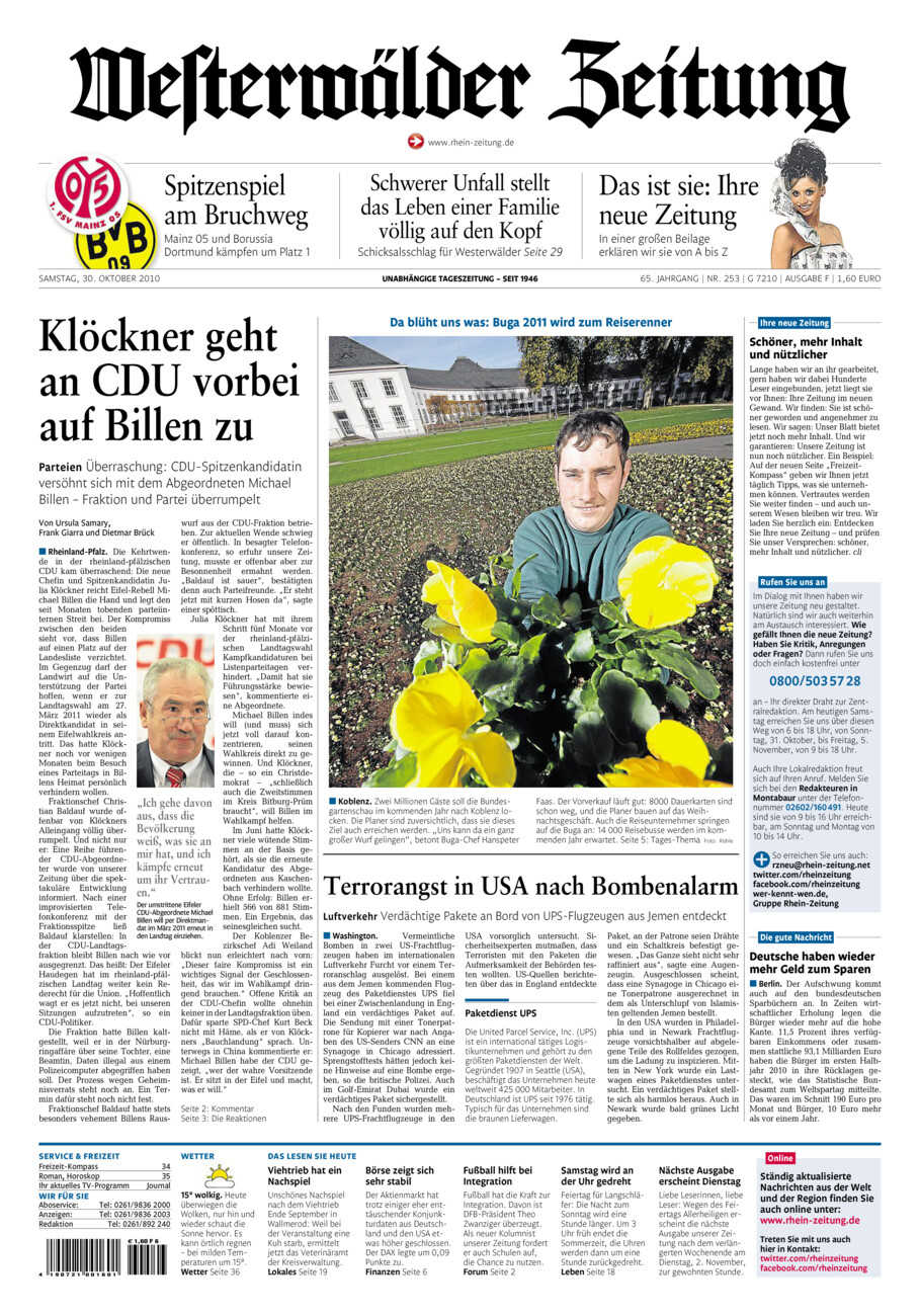 Westerwälder Zeitung vom Samstag, 30.10.2010