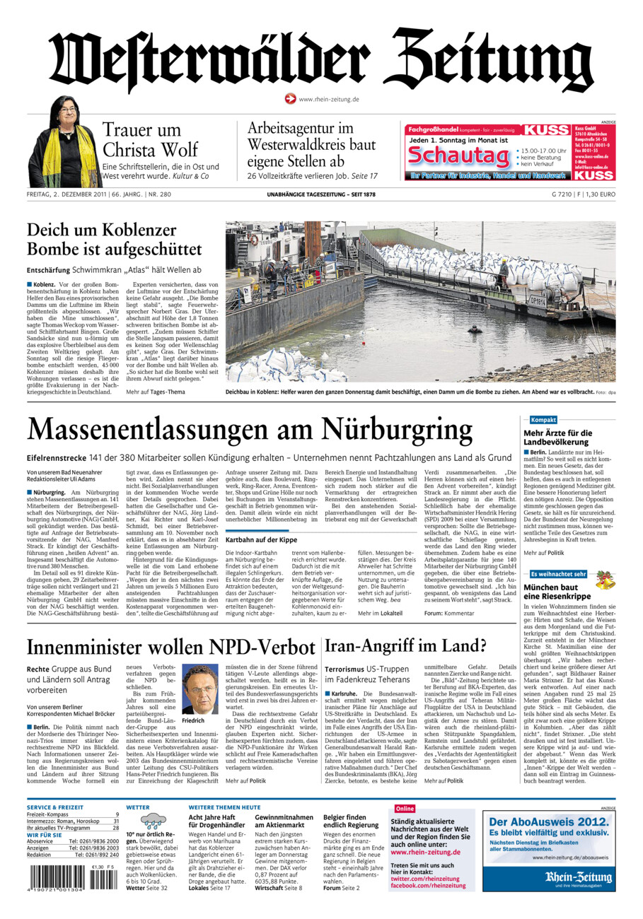 Westerwälder Zeitung vom Freitag, 02.12.2011