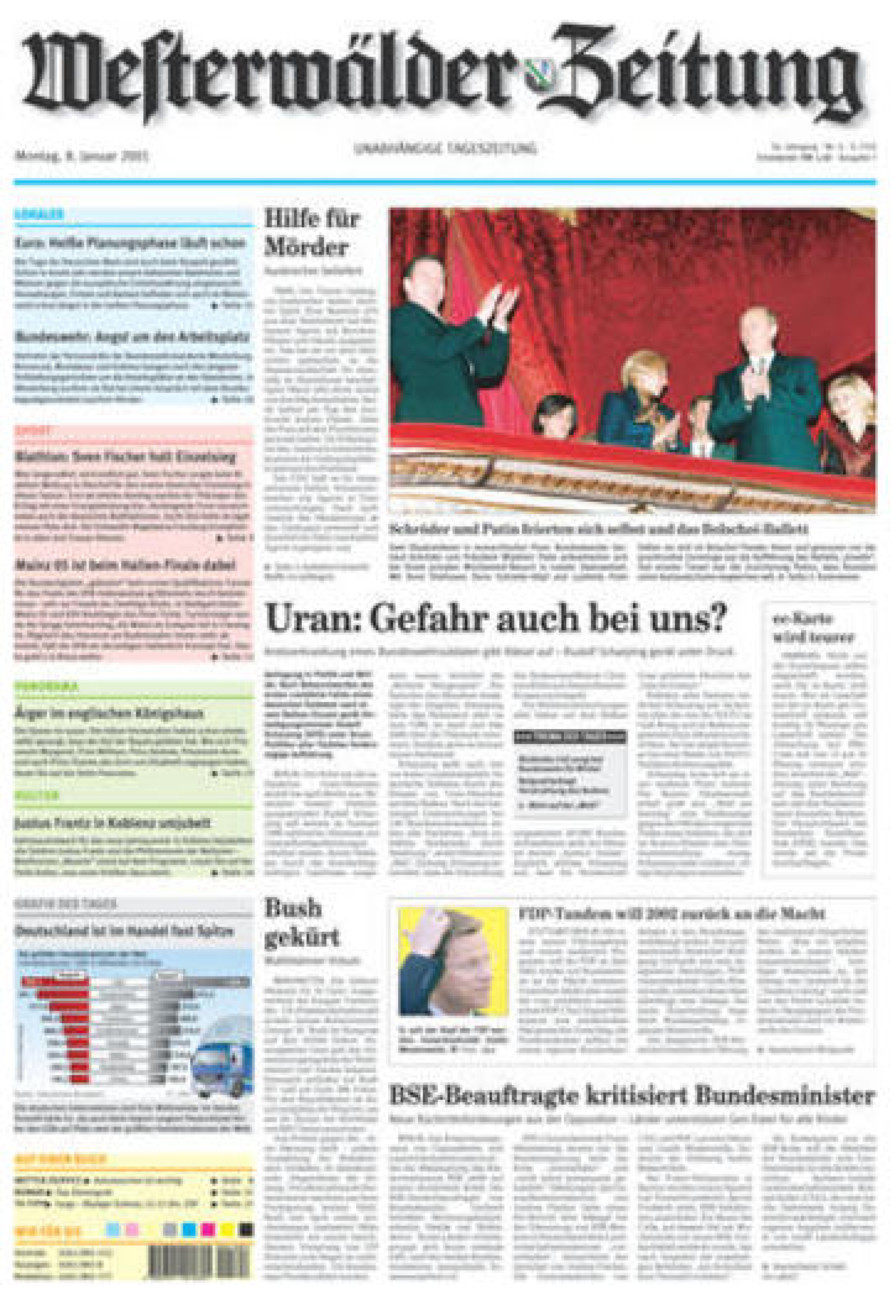 Westerwälder Zeitung vom Montag, 08.01.2001