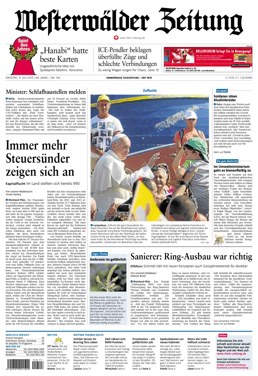 Westerwälder Zeitung vom Dienstag, 09.07.2013