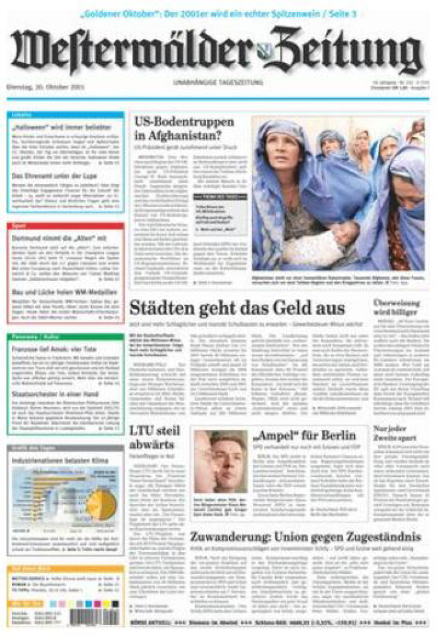 Westerwälder Zeitung vom Dienstag, 30.10.2001