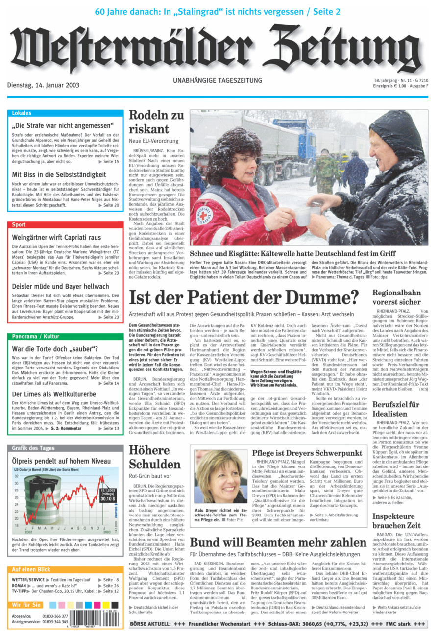Westerwälder Zeitung vom Dienstag, 14.01.2003