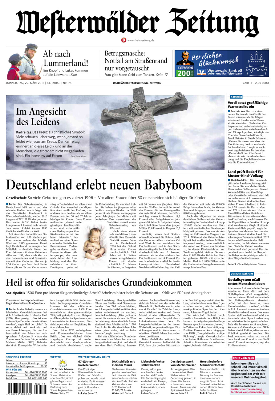 Westerwälder Zeitung vom Donnerstag, 29.03.2018