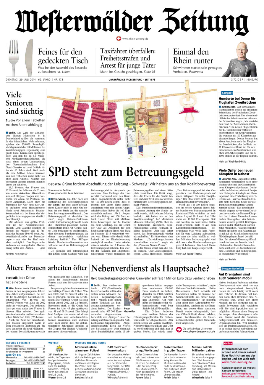 Westerwälder Zeitung vom Dienstag, 29.07.2014