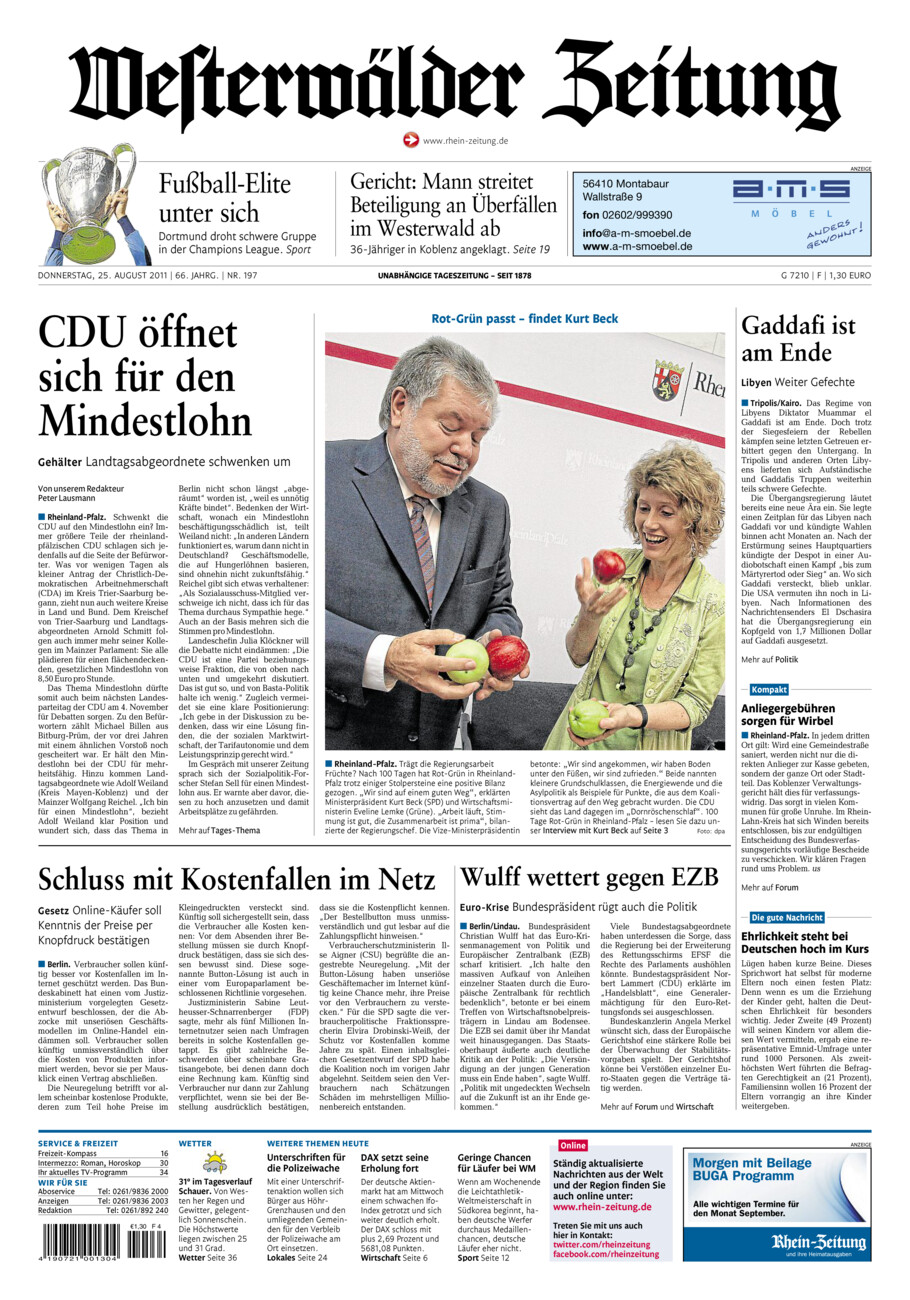 Westerwälder Zeitung vom Donnerstag, 25.08.2011