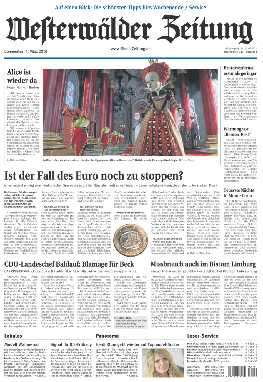 Westerwälder Zeitung vom Donnerstag, 04.03.2010