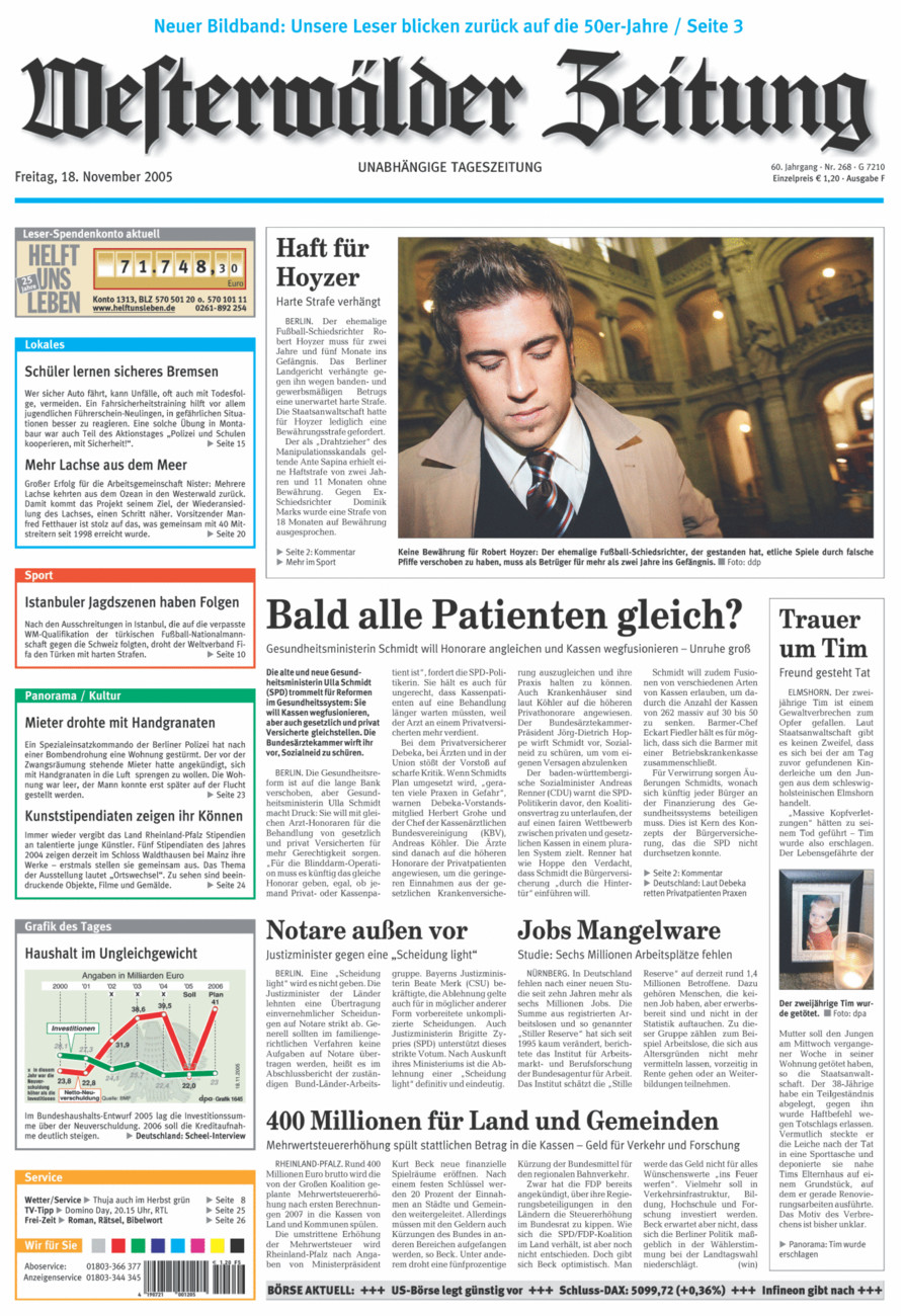 Westerwälder Zeitung vom Freitag, 18.11.2005