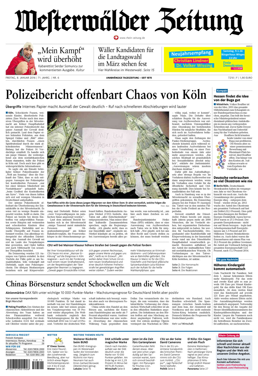 Westerwälder Zeitung vom Freitag, 08.01.2016
