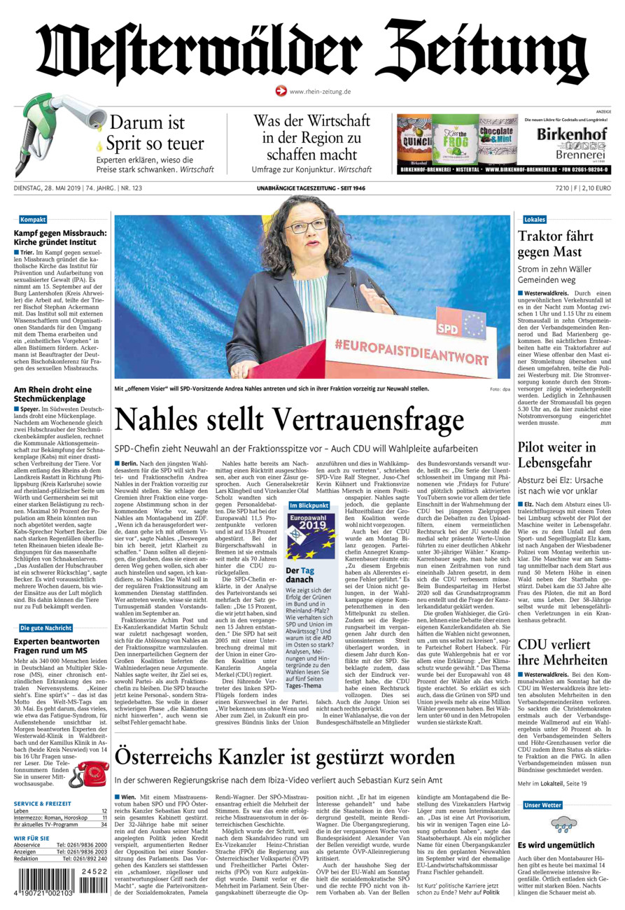 Westerwälder Zeitung vom Dienstag, 28.05.2019