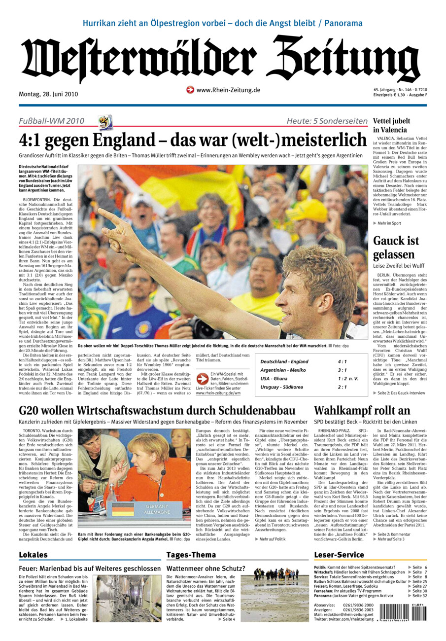 Westerwälder Zeitung vom Montag, 28.06.2010