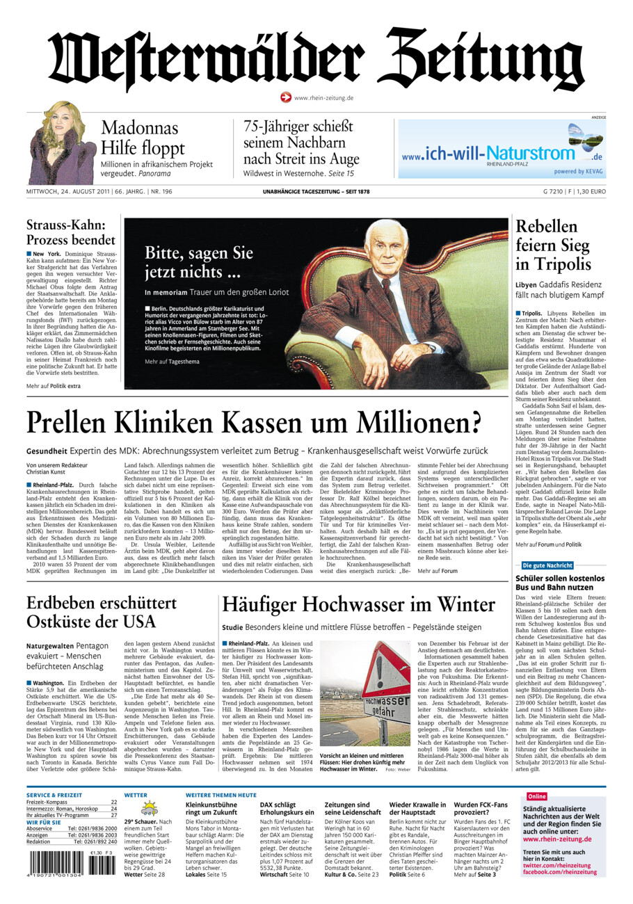 Westerwälder Zeitung vom Mittwoch, 24.08.2011
