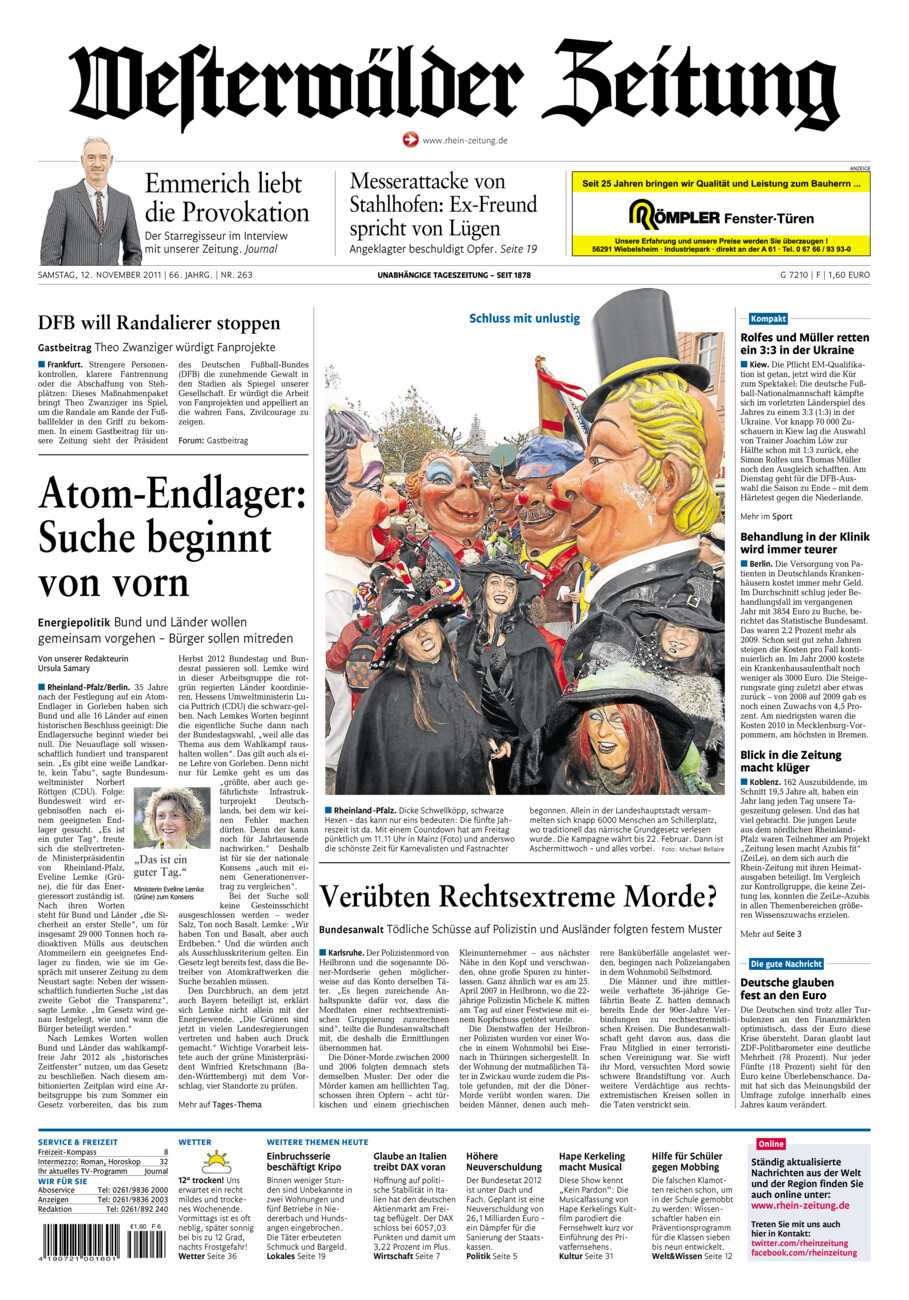 Westerwälder Zeitung vom Samstag, 12.11.2011