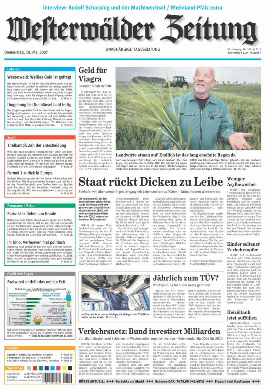 Westerwälder Zeitung vom Donnerstag, 10.05.2007