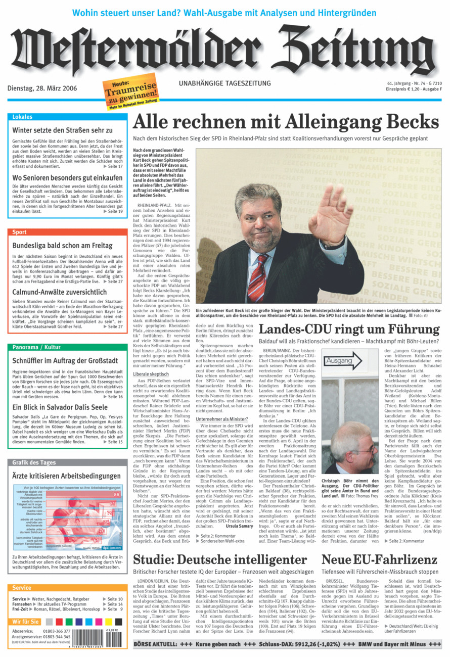 Westerwälder Zeitung vom Dienstag, 28.03.2006