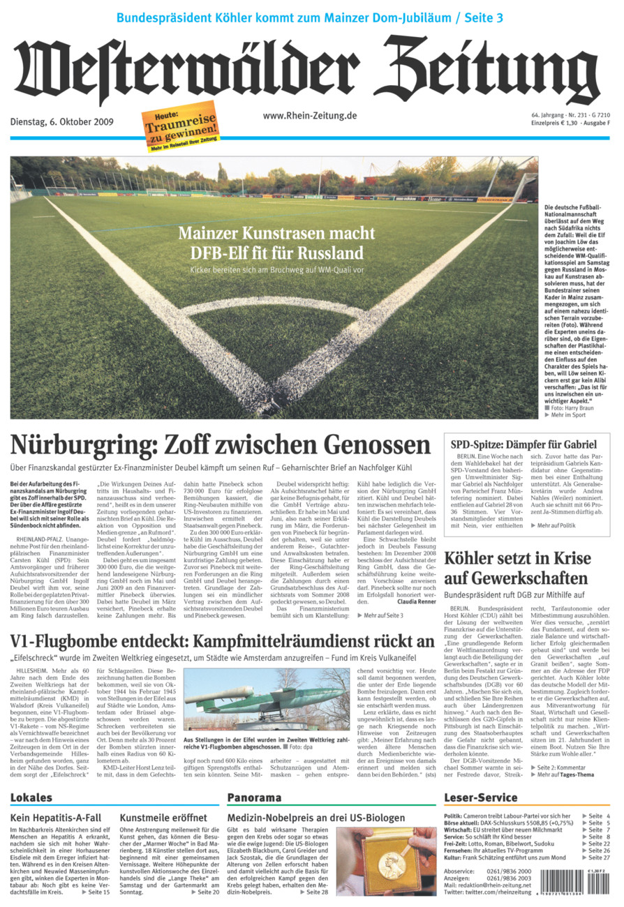 Westerwälder Zeitung vom Dienstag, 06.10.2009
