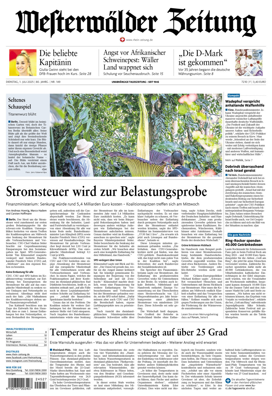 Westerwälder Zeitung vom Dienstag, 01.07.2025