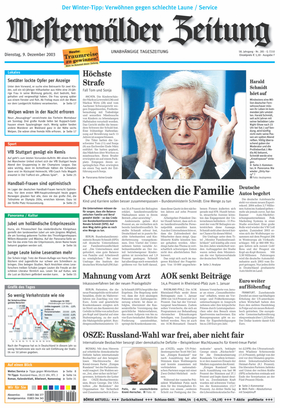 Westerwälder Zeitung vom Dienstag, 09.12.2003