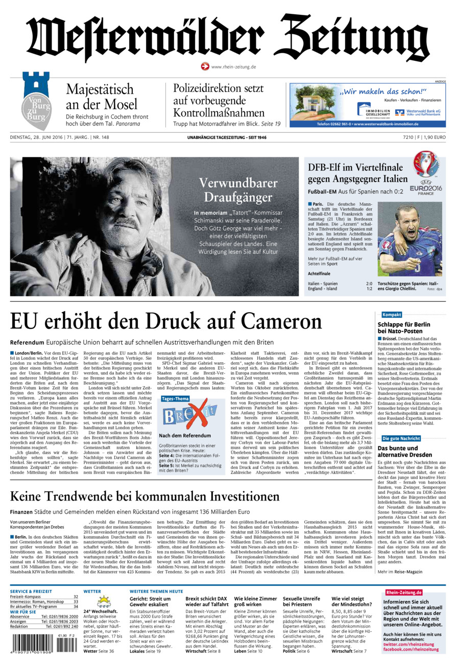 Westerwälder Zeitung vom Dienstag, 28.06.2016