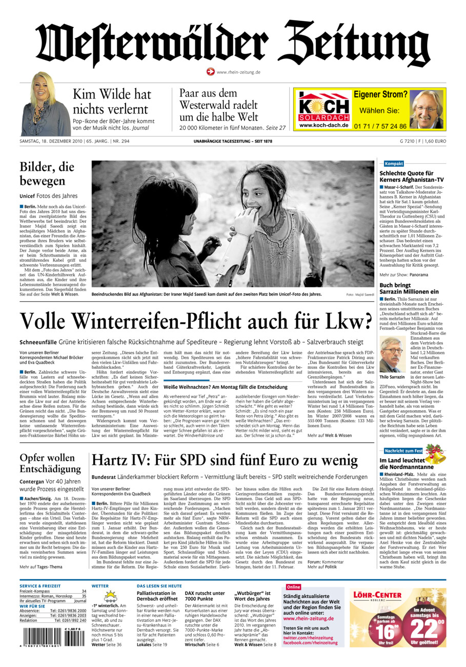 Westerwälder Zeitung vom Samstag, 18.12.2010