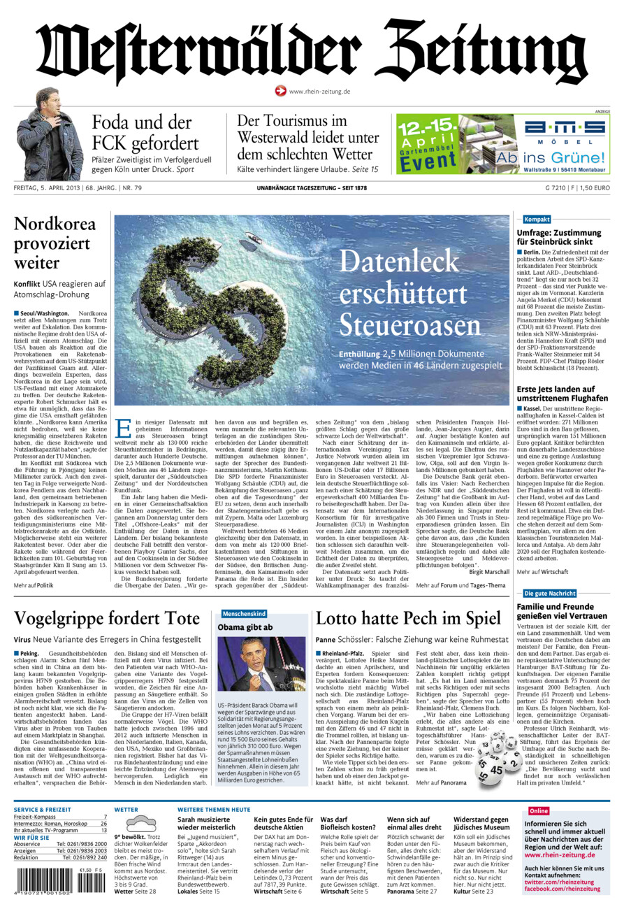 Westerwälder Zeitung vom Freitag, 05.04.2013