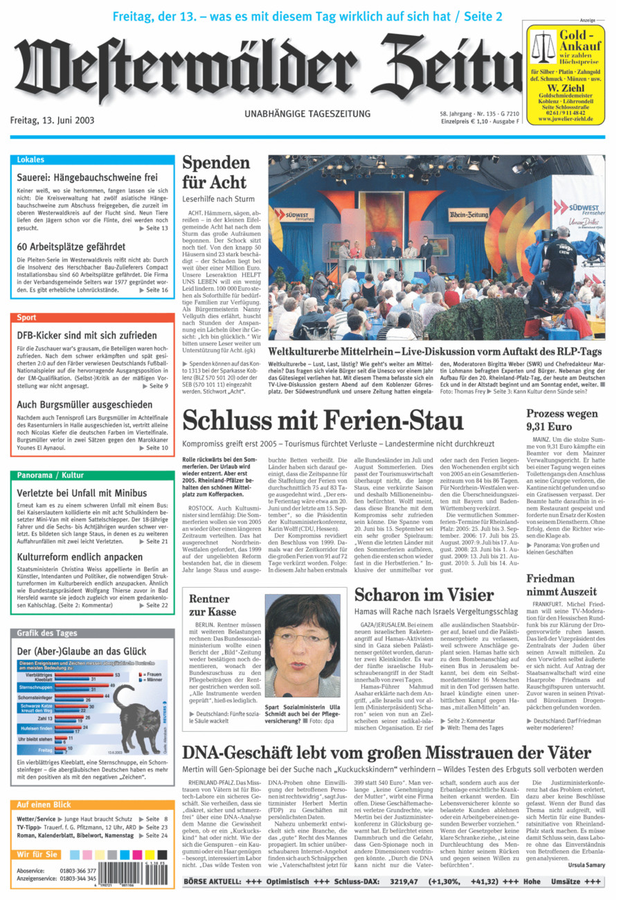 Westerwälder Zeitung vom Freitag, 13.06.2003