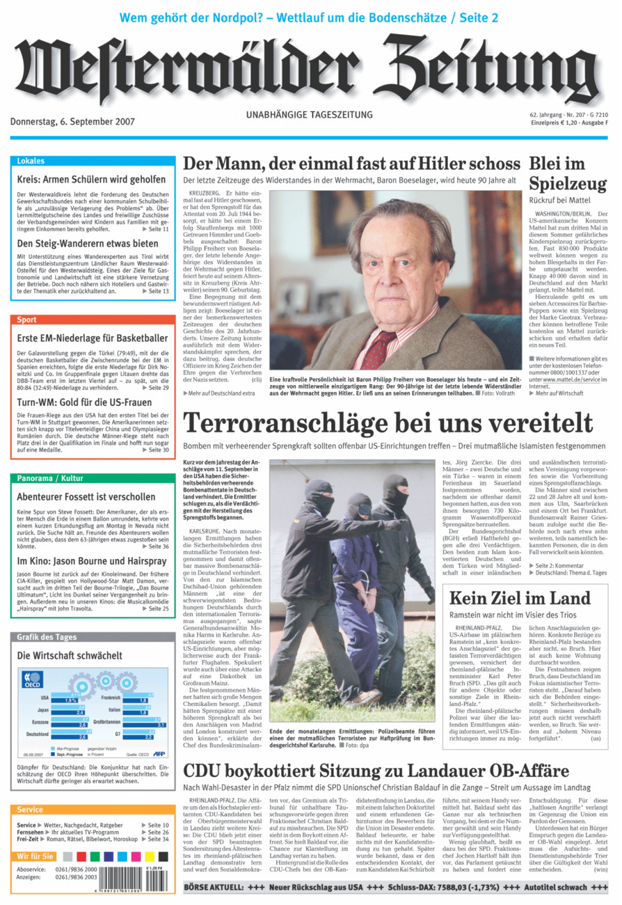 Westerwälder Zeitung vom Donnerstag, 06.09.2007