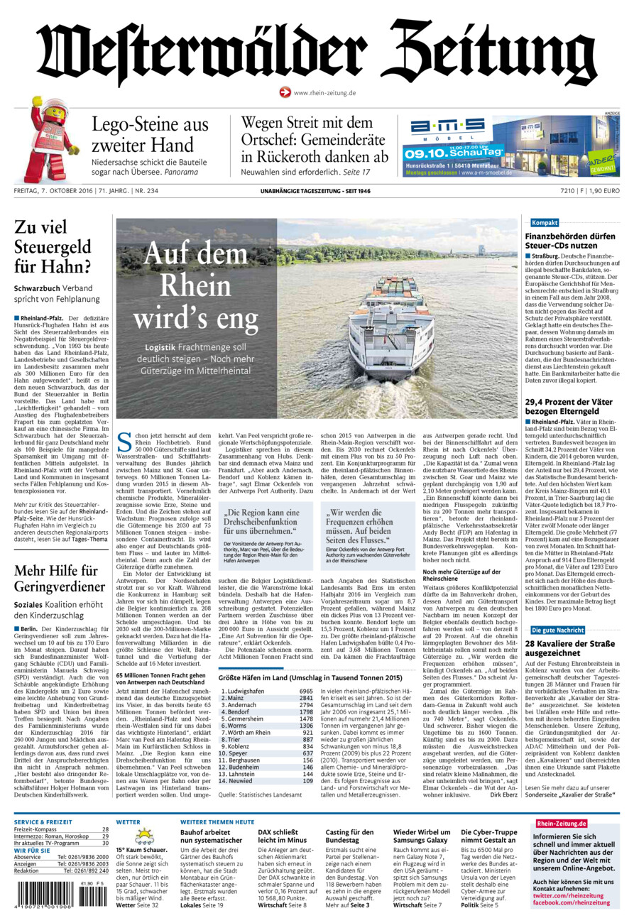 Westerwälder Zeitung vom Freitag, 07.10.2016